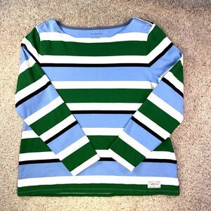 Talbots Fillmore Stripe Tee Women XL Blue White Nautical Soft Academia Preppy